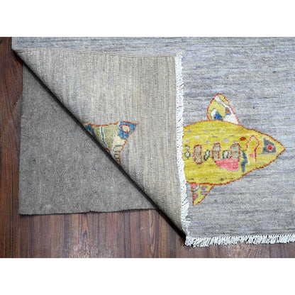 Modern and Contemporary Wool Hand Knotted Rug Grey No Border 8.10X11.9 -O089658