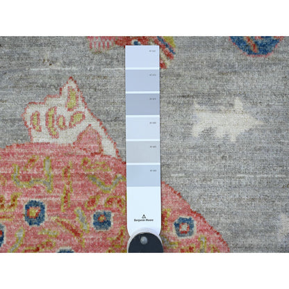 Modern and Contemporary Wool Hand Knotted Rug Grey No Border 3.11X9.8 -O089659