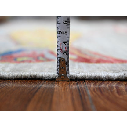 Modern and Contemporary Wool Hand Knotted Rug Grey No Border 4.1X12.0 -O089660