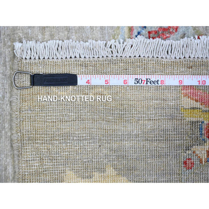 Modern and Contemporary Wool Hand Knotted Rug Grey No Border 4.1X12.0 -O089660