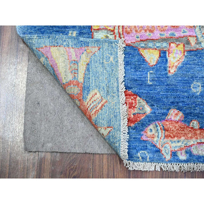 Modern and Contemporary Wool Hand Knotted Rug Blue No Border 2.1X2.11 -O089661