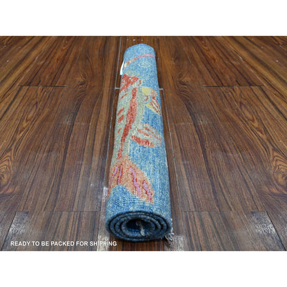 Modern and Contemporary Wool Hand Knotted Rug Blue No Border 2.1X2.11 -O089661