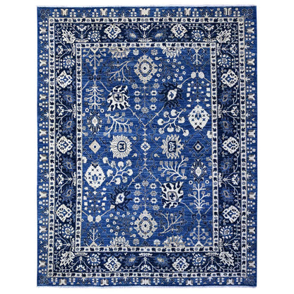 Oushak And Peshawar Wool Hand Knotted Rug Blue Brewers Blue 9.2X11.6 -O089664