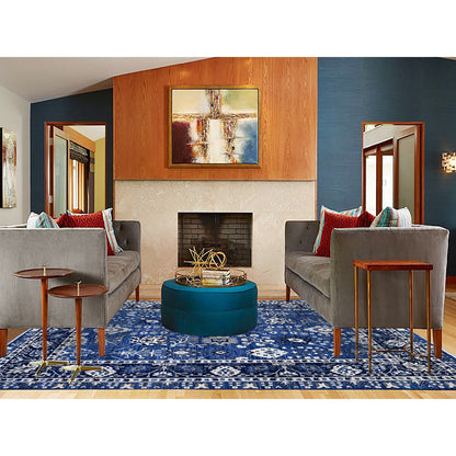 Oushak And Peshawar Wool Hand Knotted Rug Blue Brewers Blue 9.2X11.6 -O089664