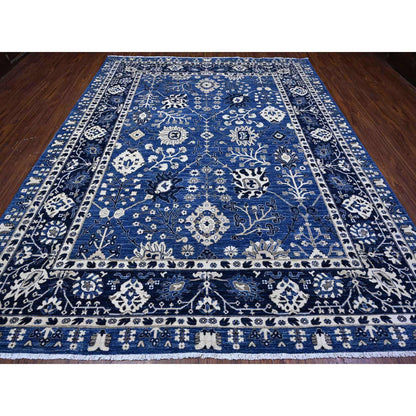 Oushak And Peshawar Wool Hand Knotted Rug Blue Brewers Blue 9.2X11.6 -O089664