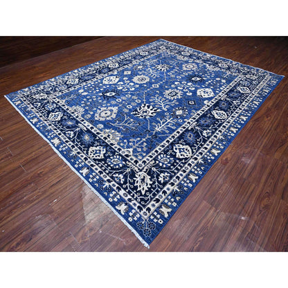 Oushak And Peshawar Wool Hand Knotted Rug Blue Brewers Blue 9.2X11.6 -O089664