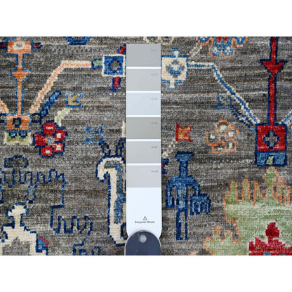 Oushak And Peshawar Wool Hand Knotted Rug Grey Gray 4.0X16.1 -O089669