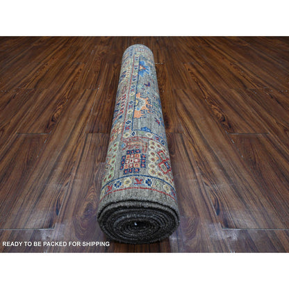 Oushak And Peshawar Wool Hand Knotted Rug Grey Gray 4.0X16.1 -O089669