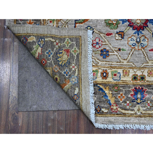 Heriz Wool Hand Knotted Rug Grey Gray 3.11X11.9 -O089670