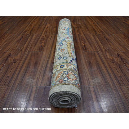 Heriz Wool Hand Knotted Rug Grey Gray 3.11X11.9 -O089670