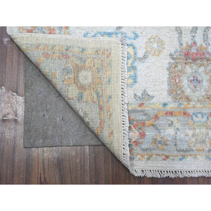 Oushak And Peshawar Wool Hand Knotted Rug Grey Gray 4.0X9.11 -O089672