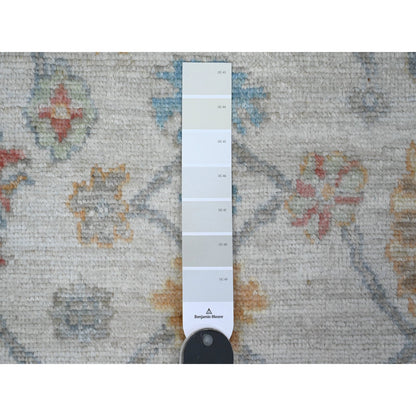 Oushak And Peshawar Wool Hand Knotted Rug Grey Gray 4.0X9.11 -O089672