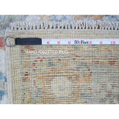 Oushak And Peshawar Wool Hand Knotted Rug Grey Gray 4.0X9.11 -O089672