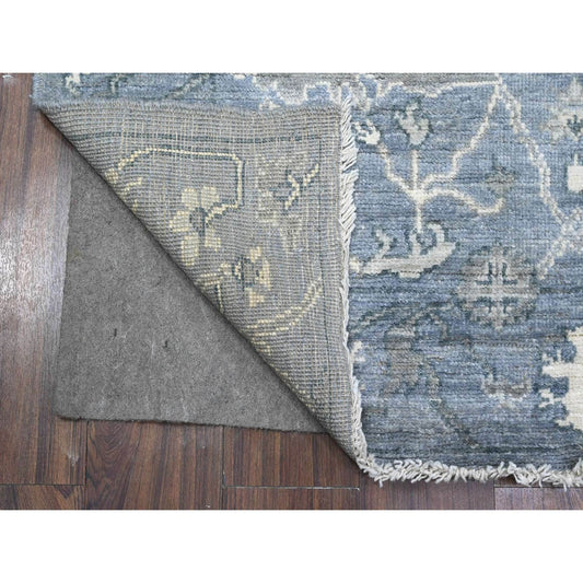 Oushak And Peshawar Wool Hand Knotted Rug Grey Gray 4.1X11.10 -O089673