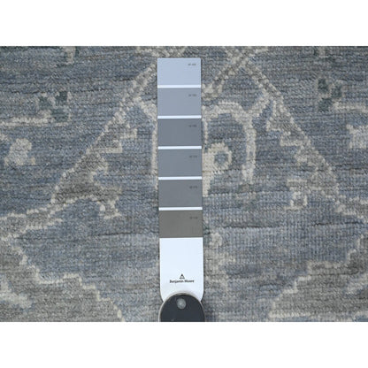 Oushak And Peshawar Wool Hand Knotted Rug Grey Gray 4.1X11.10 -O089673