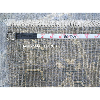 Oushak And Peshawar Wool Hand Knotted Rug Grey Gray 4.1X11.10 -O089673