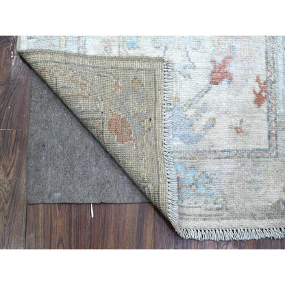Oushak And Peshawar Wool Hand Knotted Rug Ivory Gray 2.8X19.2 -O089677