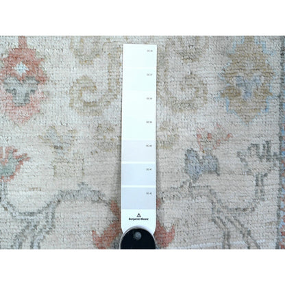 Oushak And Peshawar Wool Hand Knotted Rug Ivory Gray 2.8X19.2 -O089677