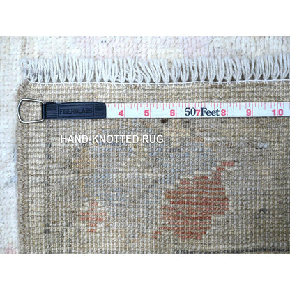 Oushak And Peshawar Wool Hand Knotted Rug Ivory Gray 2.8X19.2 -O089677