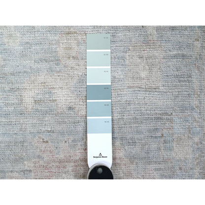 Oushak And Peshawar Wool Hand Knotted Rug Blue Silver Gray 2.10X16.0 -O089678