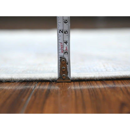 Oushak And Peshawar Wool Hand Knotted Rug Blue Silver Gray 2.10X16.0 -O089678