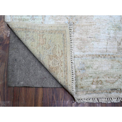 Oushak And Peshawar Wool Hand Knotted Rug Grey Green 2.10X16.0 -O089679