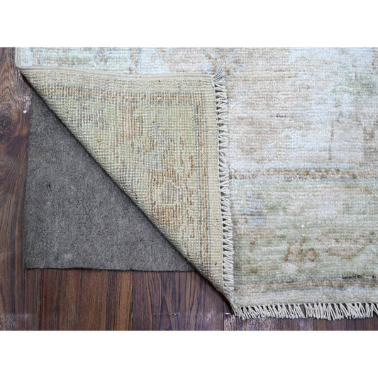 Oushak And Peshawar Wool Hand Knotted Rug Grey Green 2.10X16.0 -O089679