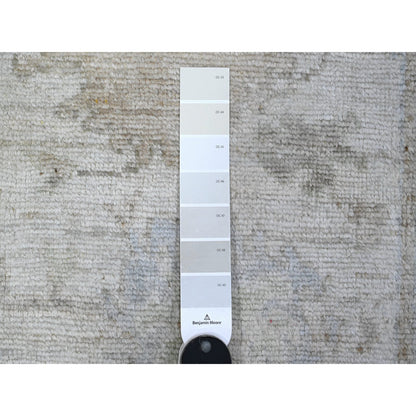 Oushak And Peshawar Wool Hand Knotted Rug Grey Green 2.10X16.0 -O089679