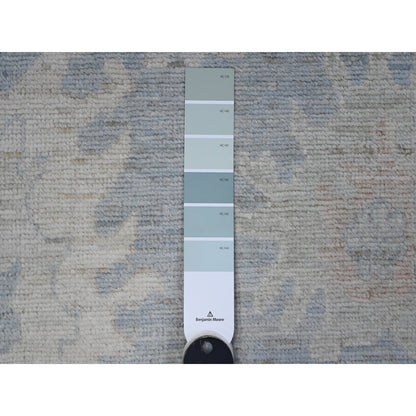 Oushak And Peshawar Wool Hand Knotted Rug Blue Gray 2.9X15.4 -O089681