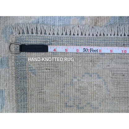 Oushak And Peshawar Wool Hand Knotted Rug Blue Gray 2.9X15.4 -O089681