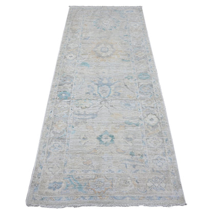 Oushak And Peshawar Wool Hand Knotted Rug Grey Gray 3.2X7.9 -O089686