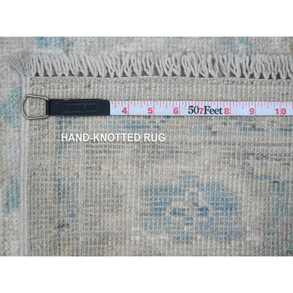 Oushak And Peshawar Wool Hand Knotted Rug Grey Gray 3.2X7.9 -O089686