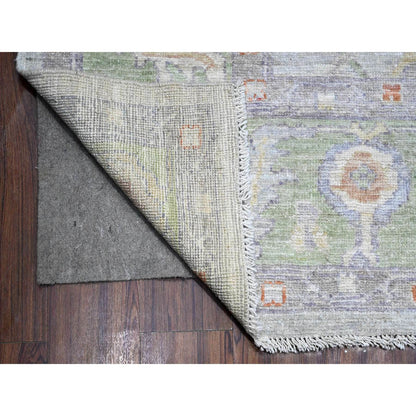 Oushak And Peshawar Wool Hand Knotted Rug Grey Green 8.10X11.11 -O089696