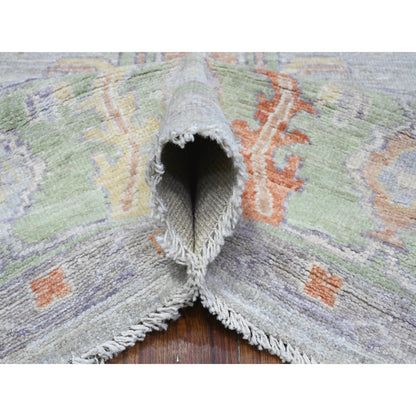 Oushak And Peshawar Wool Hand Knotted Rug Grey Green 8.10X11.11 -O089696