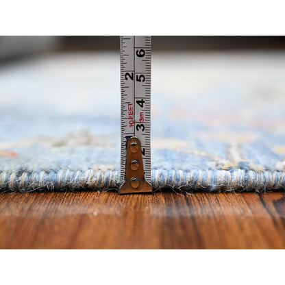 Oushak And Peshawar Wool Hand Knotted Rug Blue No Border 5.0X14.8 -O089697