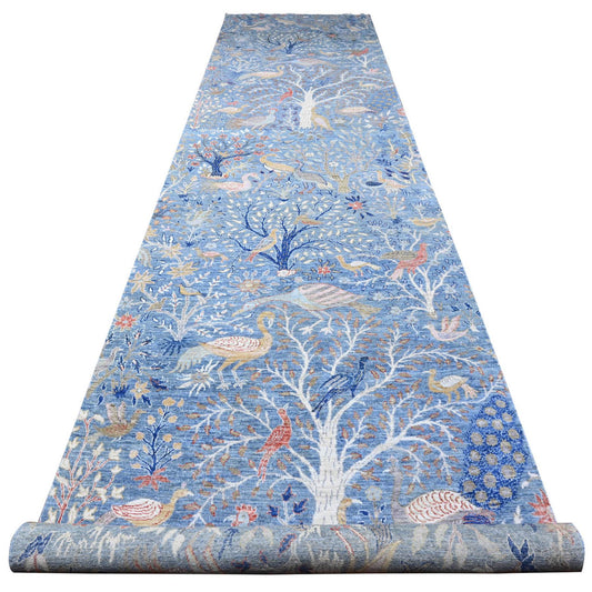 Oushak And Peshawar Wool Hand Knotted Rug Blue No Border 5.2X20.1 -O089698