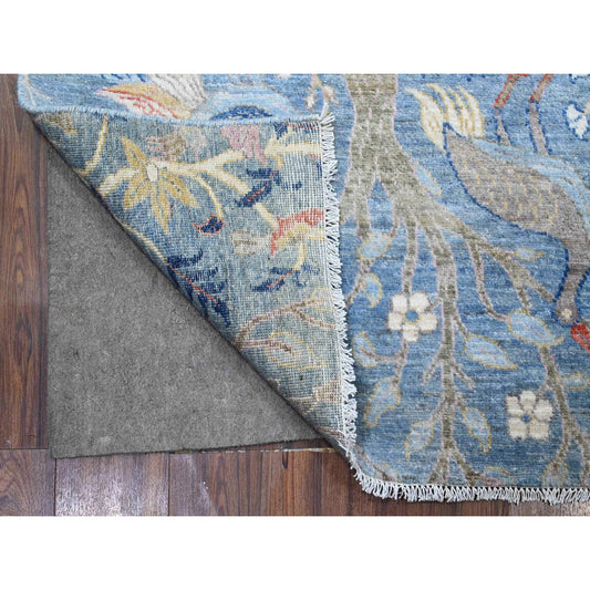 Oushak And Peshawar Wool Hand Knotted Rug Blue No Border 5.2X20.1 -O089698