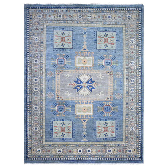 Oushak And Peshawar Wool Hand Knotted Rug Blue Gray 9.0X12.0 -O089705