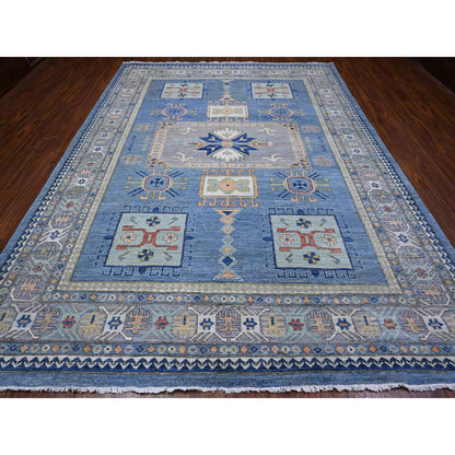 Oushak And Peshawar Wool Hand Knotted Rug Blue Gray 9.0X12.0 -O089705