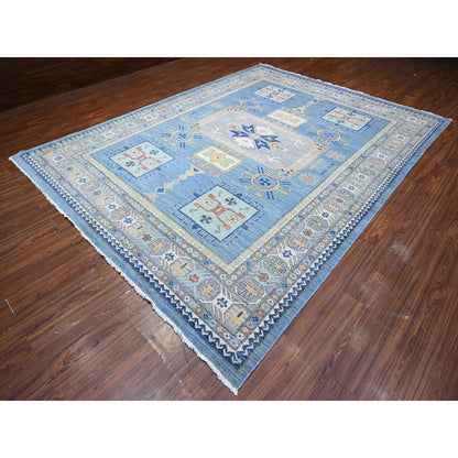Oushak And Peshawar Wool Hand Knotted Rug Blue Gray 9.0X12.0 -O089705