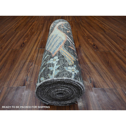 Oushak And Peshawar Wool Hand Knotted Rug Grey No Border 2.5X17.9 -O089708