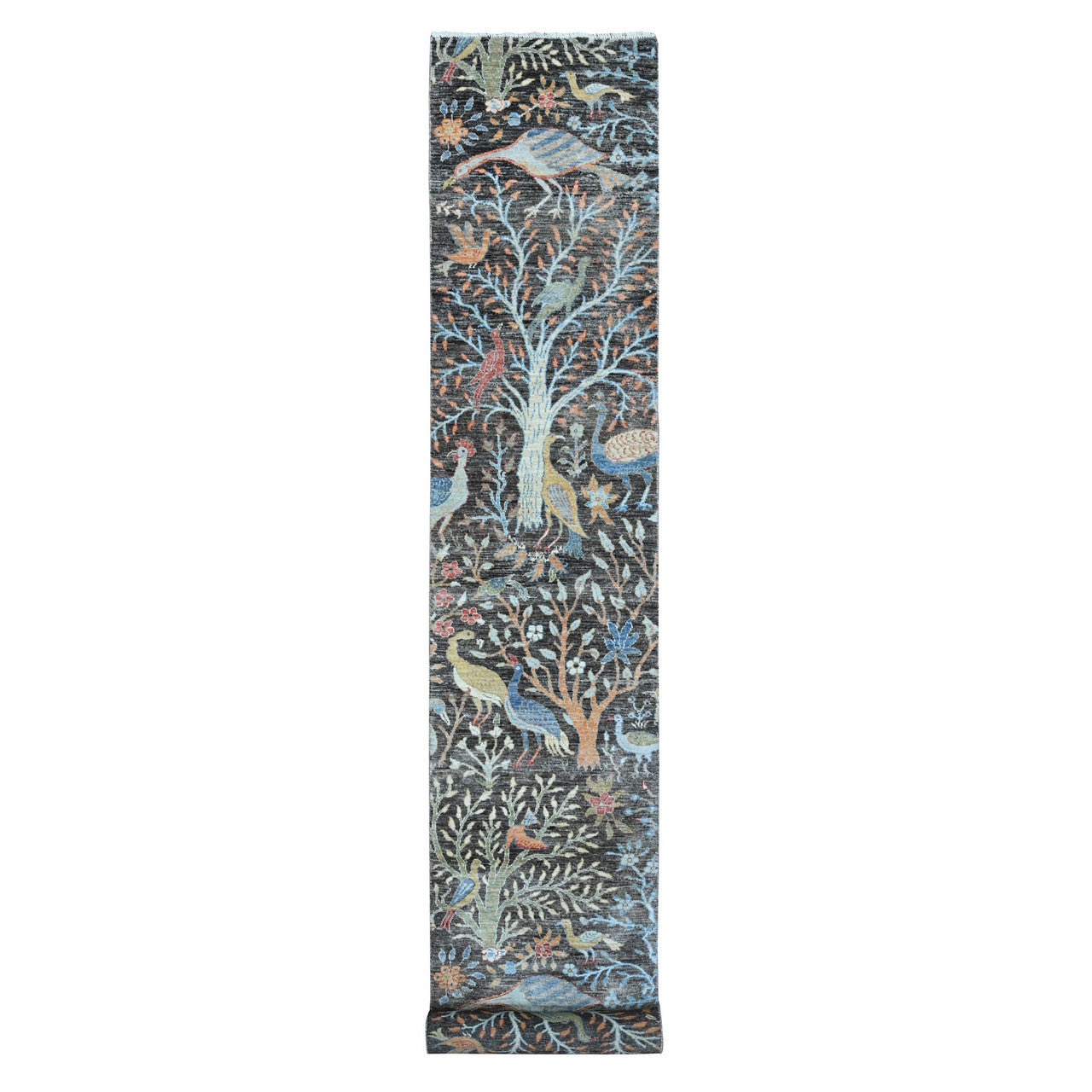 Gray 2'6" x 17'9" Oushak And Peshawar Hand knotted Wool Rug - Sku: O089709