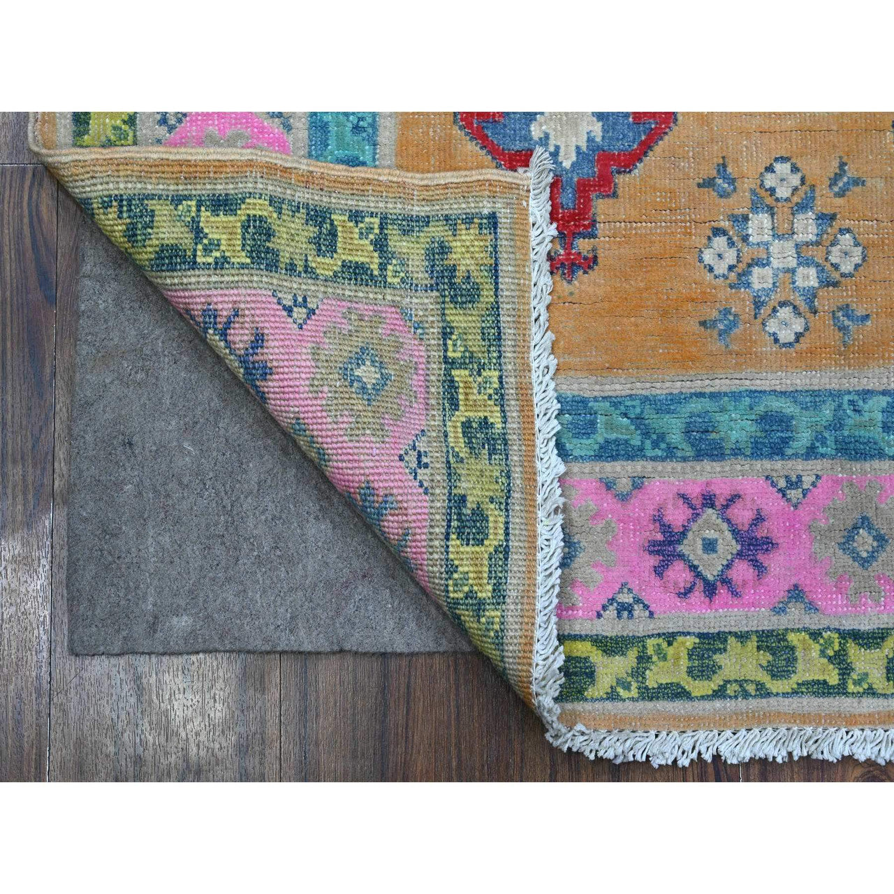 Kazak Wool Hand Knotted Rug Orange Pink 3.11X5.9 -O089711