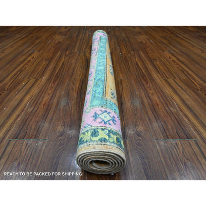 Kazak Wool Hand Knotted Rug Orange Pink 3.11X5.9 -O089711