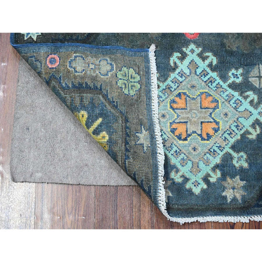 Kazak Wool Hand Knotted Rug Black Gray 3.2X4.11 -O089712