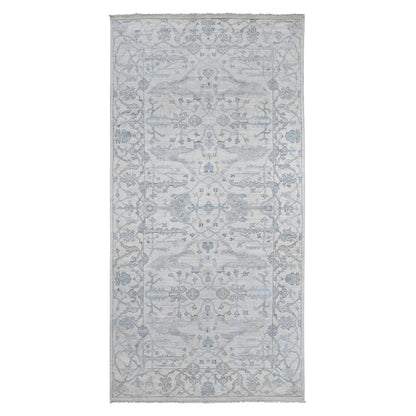 Oushak And Peshawar Wool Hand Knotted Rug Ivory Ivory 5.10X11.10 -O089714
