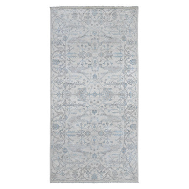 Oushak And Peshawar Wool Hand Knotted Rug Ivory Ivory 5.10X11.10 -O089714