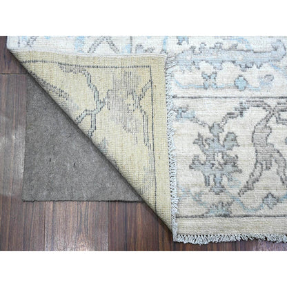 Oushak And Peshawar Wool Hand Knotted Rug Ivory Ivory 5.10X11.10 -O089714