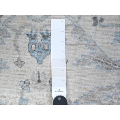 Oushak And Peshawar Wool Hand Knotted Rug Ivory Ivory 5.10X11.10 -O089714