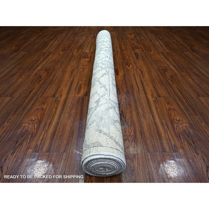 Oushak And Peshawar Wool Hand Knotted Rug Ivory Ivory 5.10X11.10 -O089714